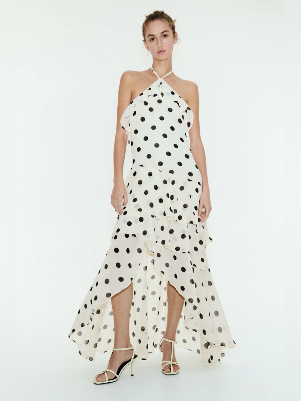 NWOT H&M Ruffle Polka Dot Halter Dress Size XS